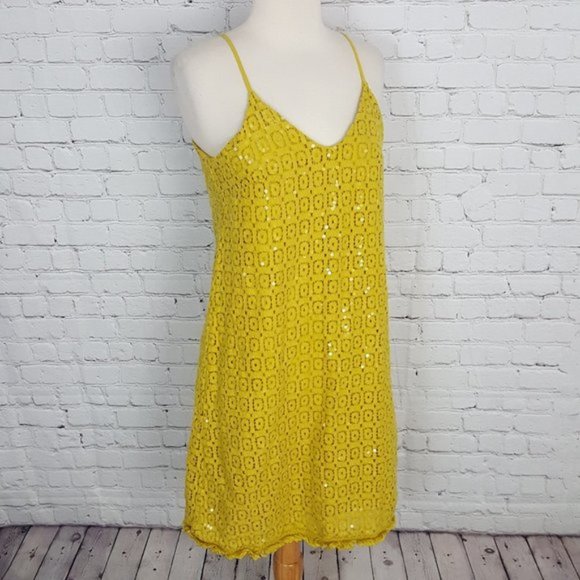 La Fee Maraboutee Sequined Golden Slip Dress 38 6 - Picture 2 of 5